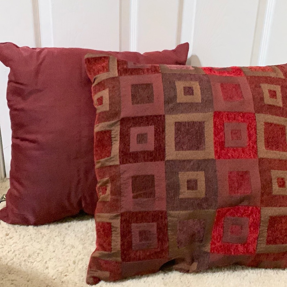Two Burgundy Accent Pillows